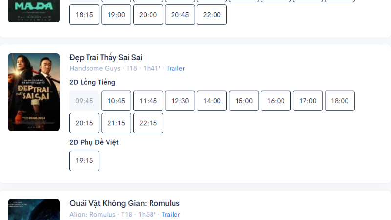 Lịch chiếu phim tại rạp Galaxy Nguyễn Du