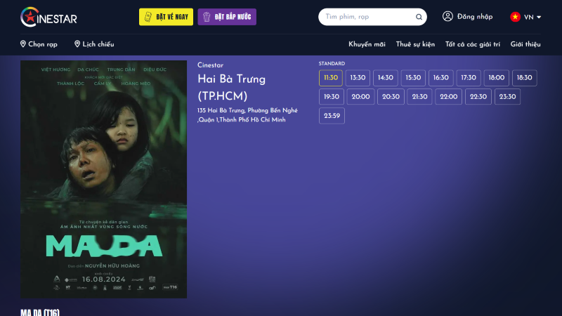 Lịch chiếu phim Cinestar Hai Bà Trưng