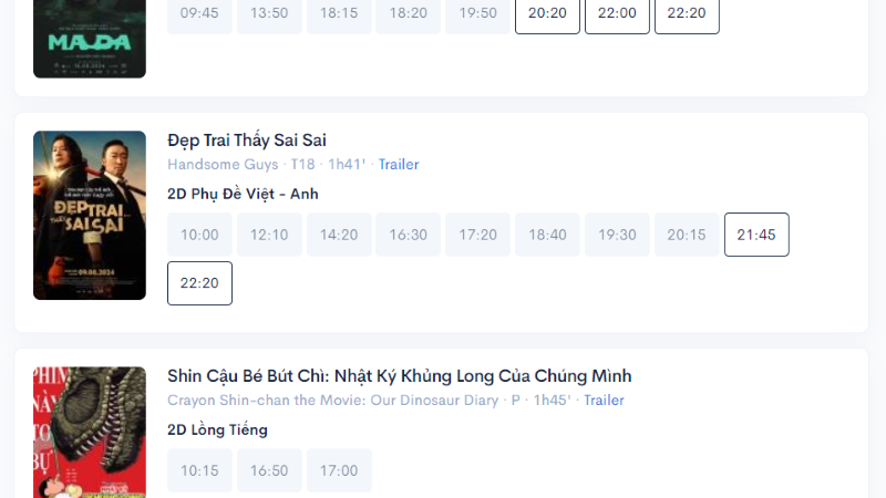 Lịch chiếu phim tại rạp CGV Thảo Điền