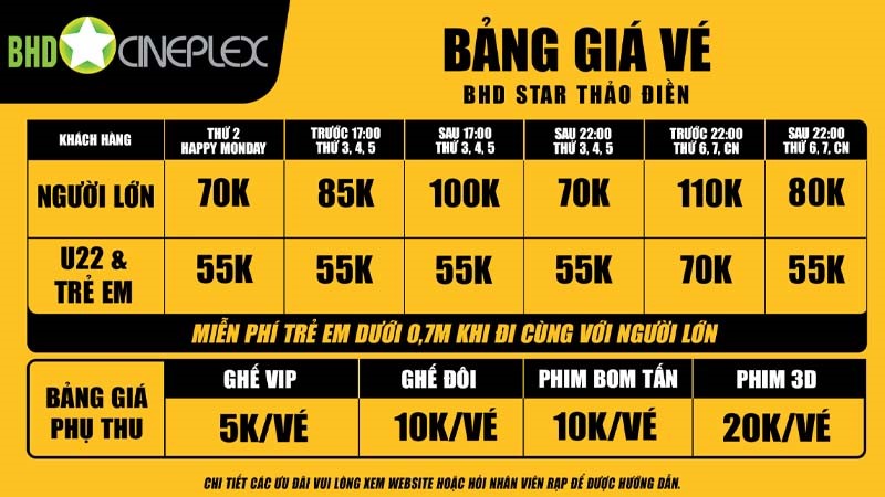 Giá vé tại BHD Thảo Điền